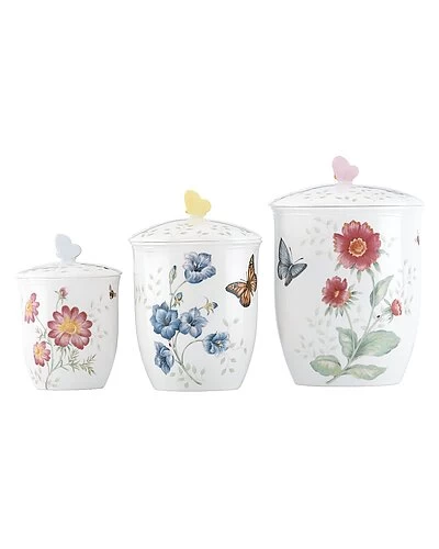 Lenox Set Of 3 Butterfly Meadow Canisters With $13 Credit Home