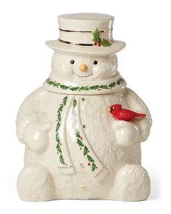 Lenox Happy Holly Days Snowman Cookie Jar Home