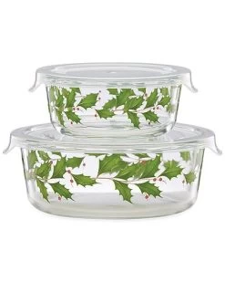 Lenox Hosting The Holidays Set Of 2 Glass Storage Bowls Home