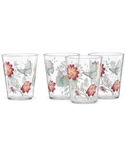 Lenox Butterfly Meadow Acrylic 4Pc Double Old Fashioned Glass Set With $4 Credit Home