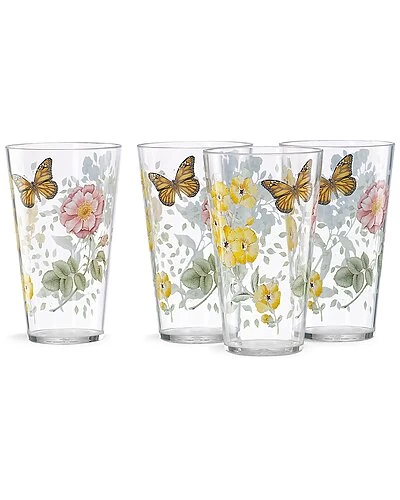 Lenox Butterfly Meadow Acrylic 4Pc Highball Glass Set With $4 Credit Home