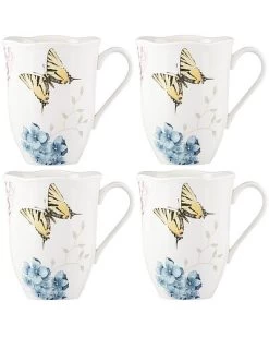 Lenox Butterfly Meadow Hydrangea 4Pc Mug Set With $5 Credit Home