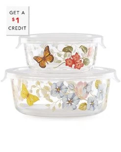 Lenox Butterfly Meadow Small Glass Food Storage Container With $1 Credit Home