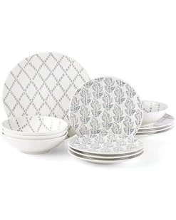 Lenox Textured Neutrals Chambray 12pc Set With $16 Credit Home