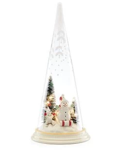 Lenox Merry & Magic Light-Up Sledding Snowman Glass Cone Home