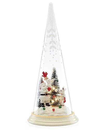 Lenox Merry & Magic Light Up Santa & Friends Glass Cone Home