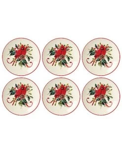 Lenox Winter Greetings Set Of 6 Cardinal Party Plates Home