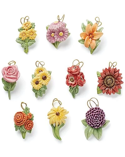 Lenox Fall Flowers 10pc Ornament Set Home