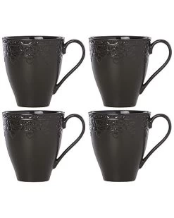 Lenox Chelse Muse Fleur Matte Black 4pc Mug Set With $6 Credit Home