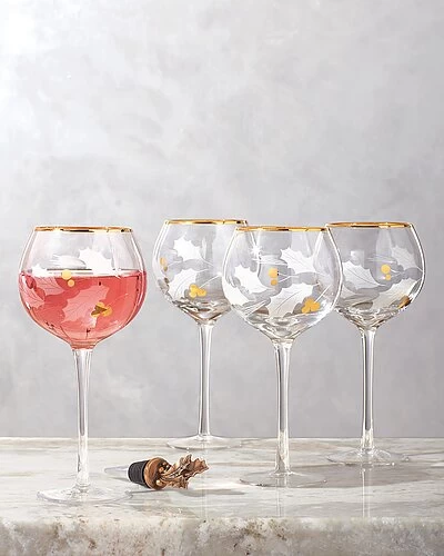 Lenox Holiday Gold 4pc Balloon Glass Set Home - Image 2